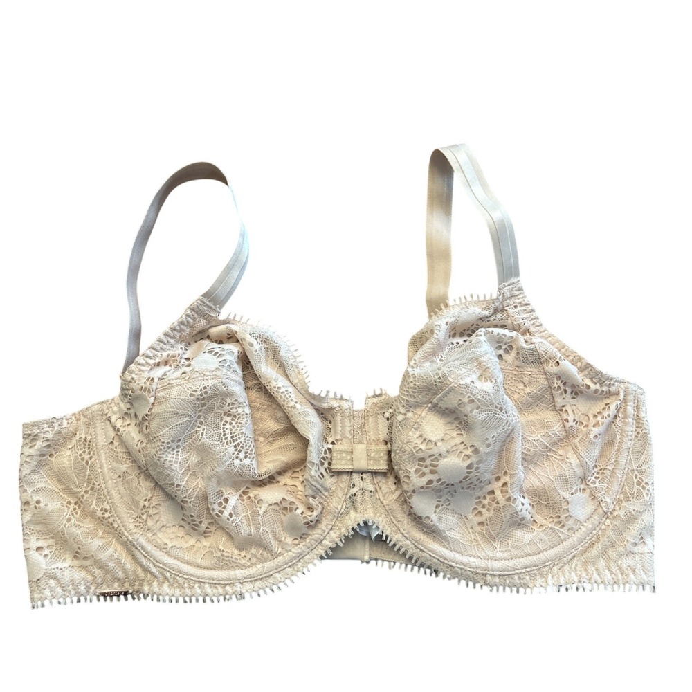 Chantelle Bra US 38D Day to Night Full Coverage Unlined Bra Nude‎ Blush Lace